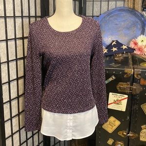 Calvin Klein Purple & White Scoop Neck Sweater